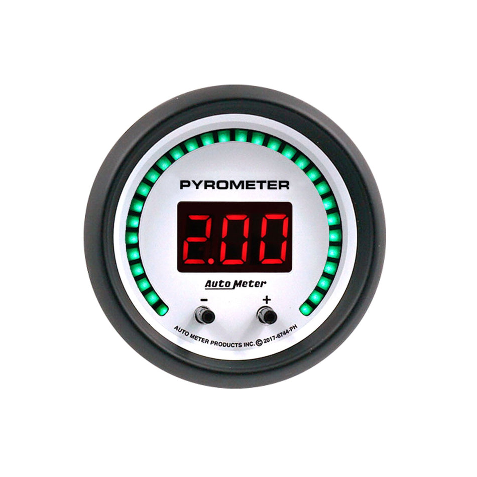 Autometer 52.4mm White Two Channel 0-2000 Degree Pyrometer (EGT) Phantom Elite Digital Gauge 6744-PH