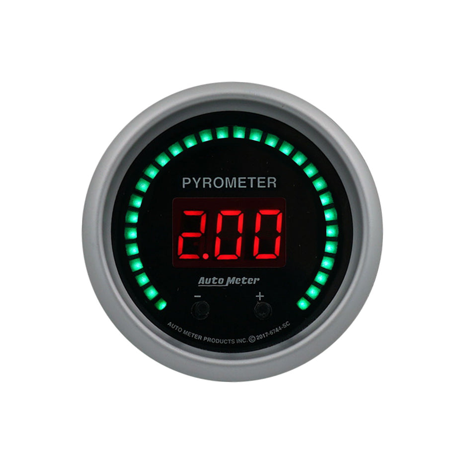 Autometer 52.4mm Black Two Channel 0-2000 Degree Pyrometer (EGT) Sport-Comp Elite Digital Gauge 6744-SC