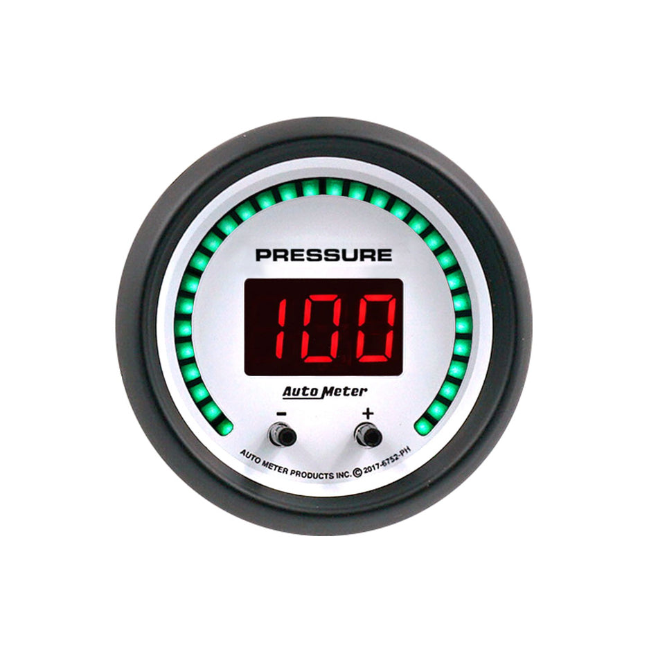 Autometer 52.4mm White Switchable 0-1600 PSI/0-110 BAR Fluid Pressure Phantom Elite Digital Gauge 6752-PH