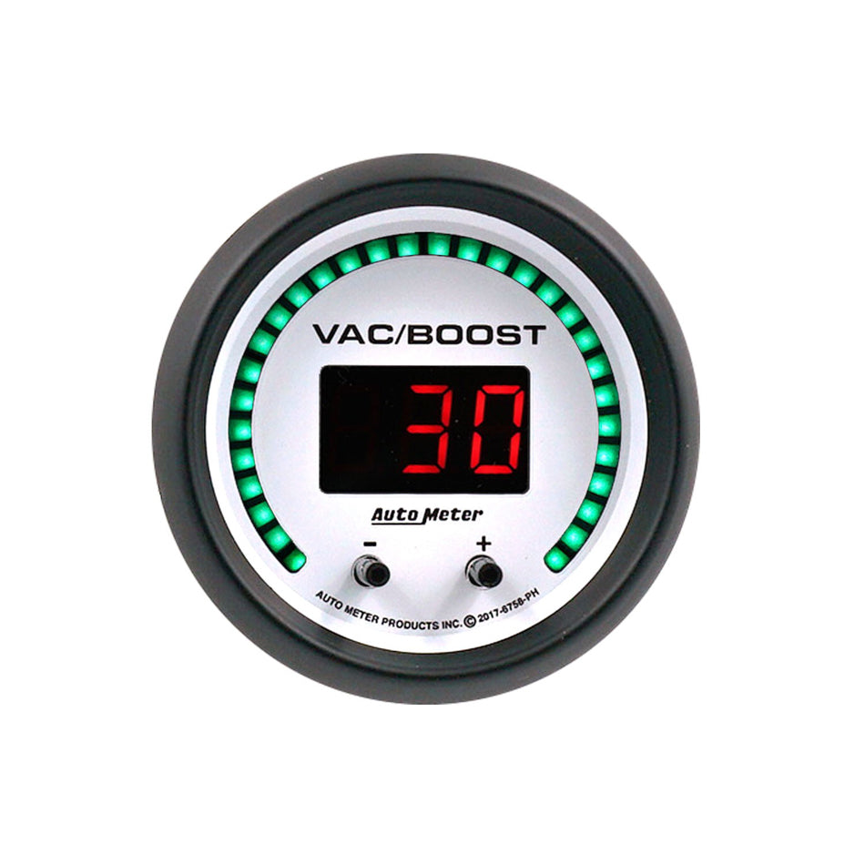 Autometer 52.4mm White Switchable 0-1600 PSI / 0-110 BAR Vacuum/Boost Phantom Elite Digital Gauge 6758-PH