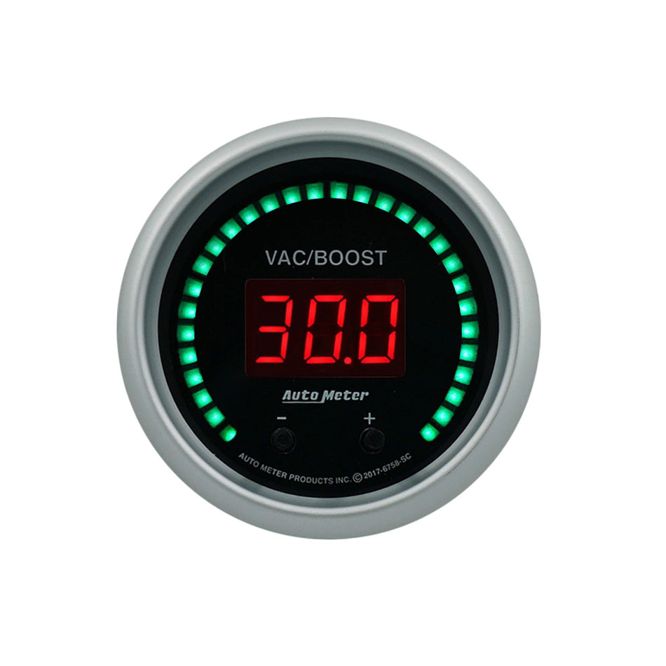 Autometer 52.4mm Black Switchable 0-1600 PSI / 0-110 BAR Vacuum/Boost Sport-Comp Elite Digital Gauge 6758-SC