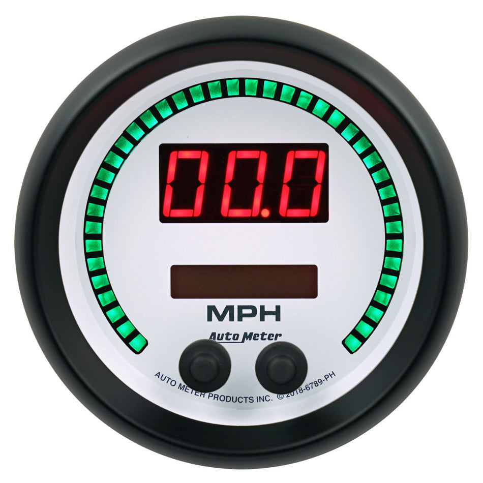 Autometer 85.7mm White Switchable 260 MPH / 260 KM/H Speedometer Phantom Elite Digital Gauge 6789-PH