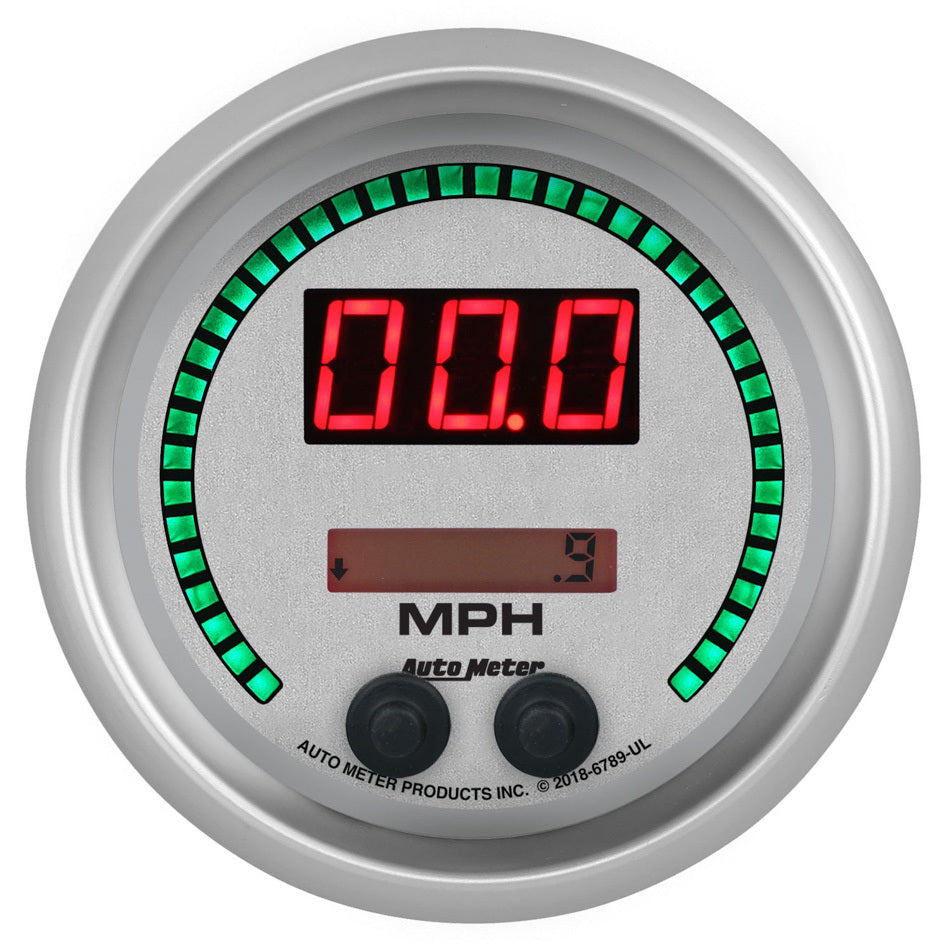 Autometer 85.7mm Silver Switchable 260 MPH / 260 KM/H Speedometer Ultra-Lite Elite Digital Gauge 6789-UL