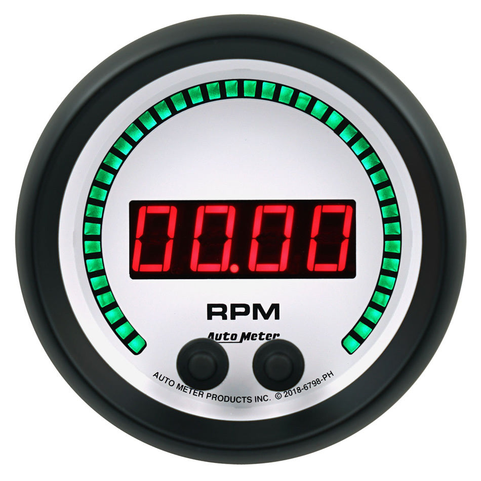 Autometer 85.7mm White 0-16K RPM Tachometer Phantom Elite Digital Gauge 6798-PH