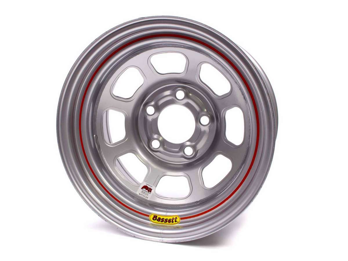 Bassett 15X8 IMCA Wheel D-Hole Silver 5x4.75 BAS58DC4IS