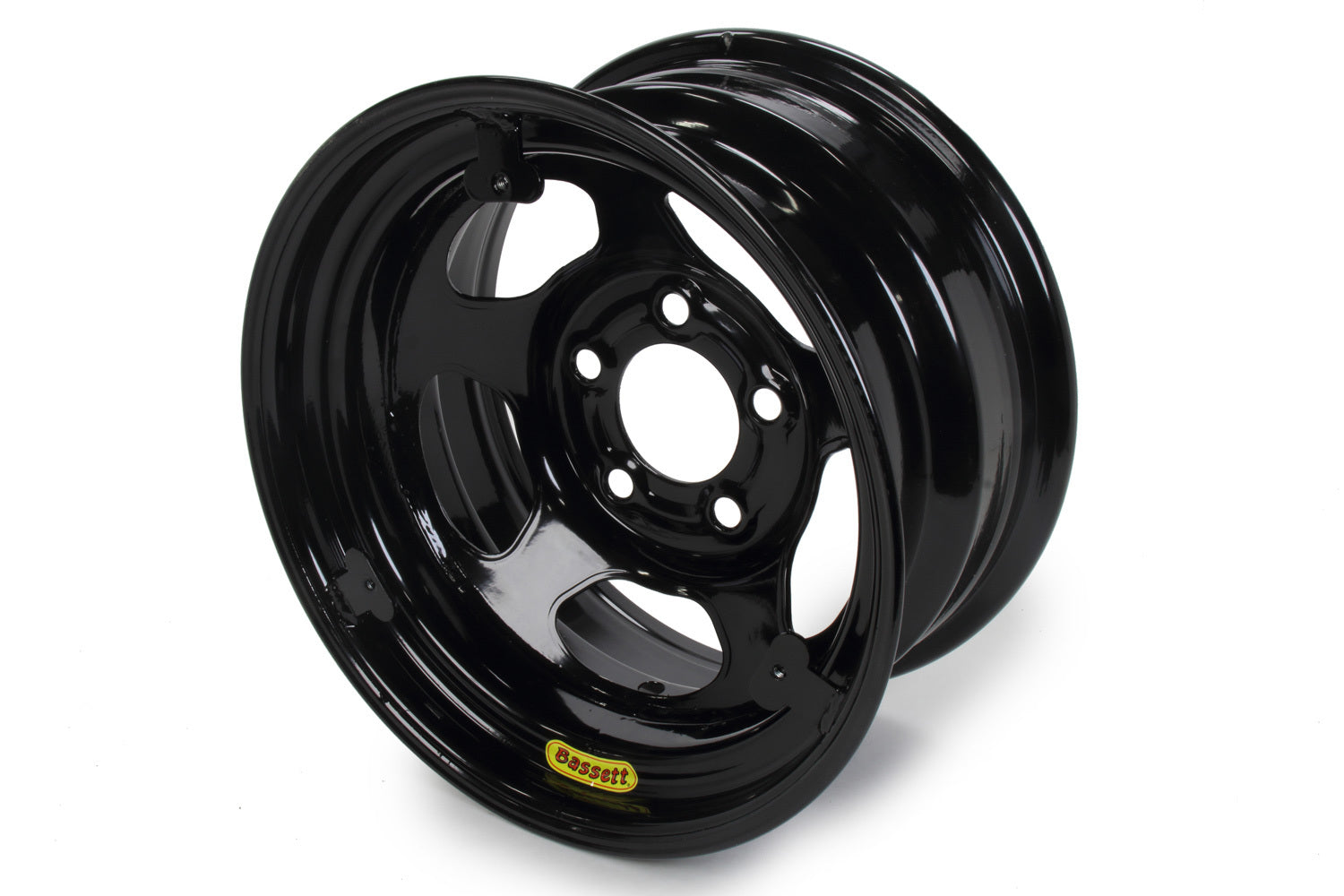 Bassett Wheel 15x8 Black Inerita 5x5 w/ Mudcover Tabs BAS58R52EBTAB