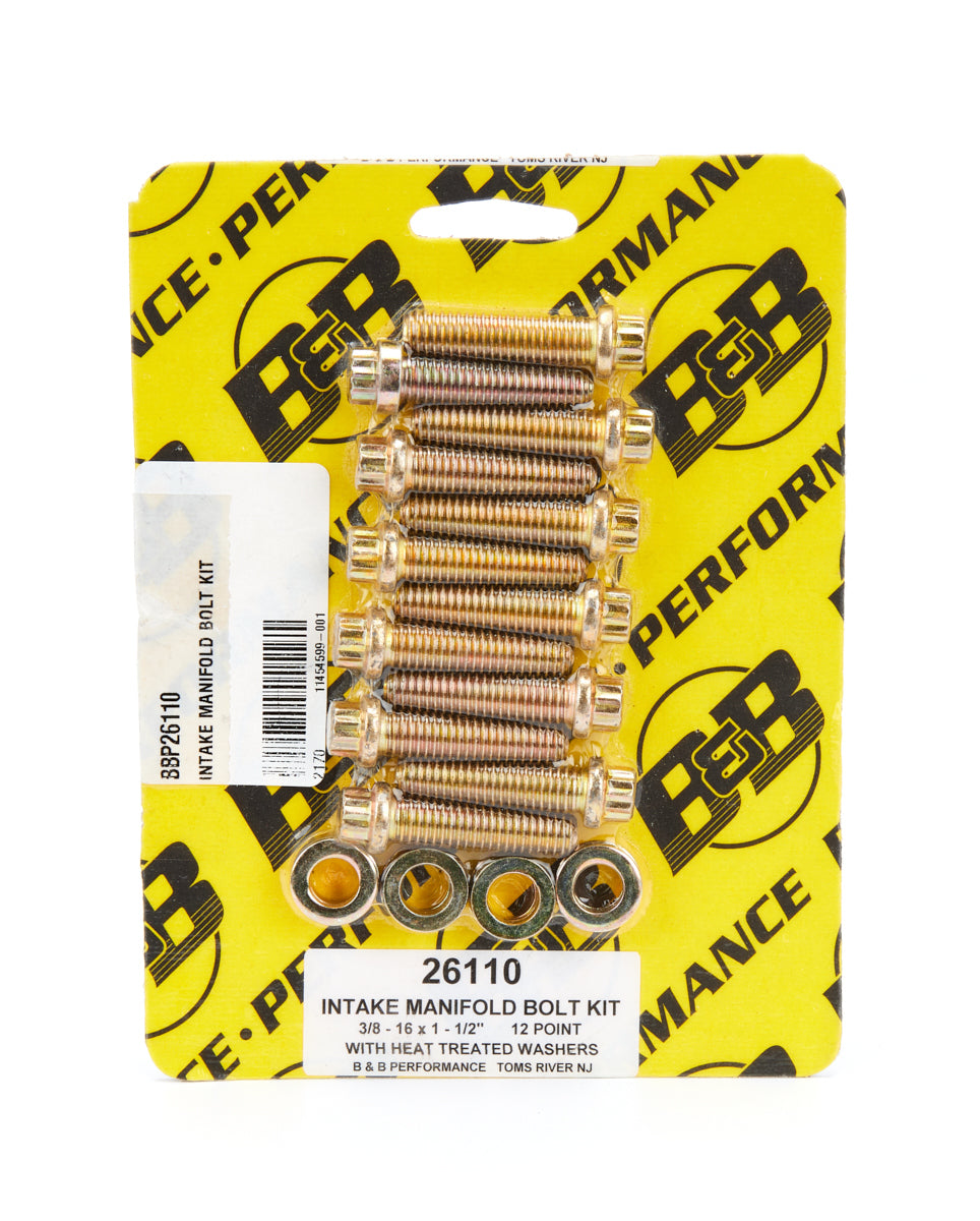 B and B Performance Products SBC Intake Manifold Bolt Set w/Hardened Washers BBP26110