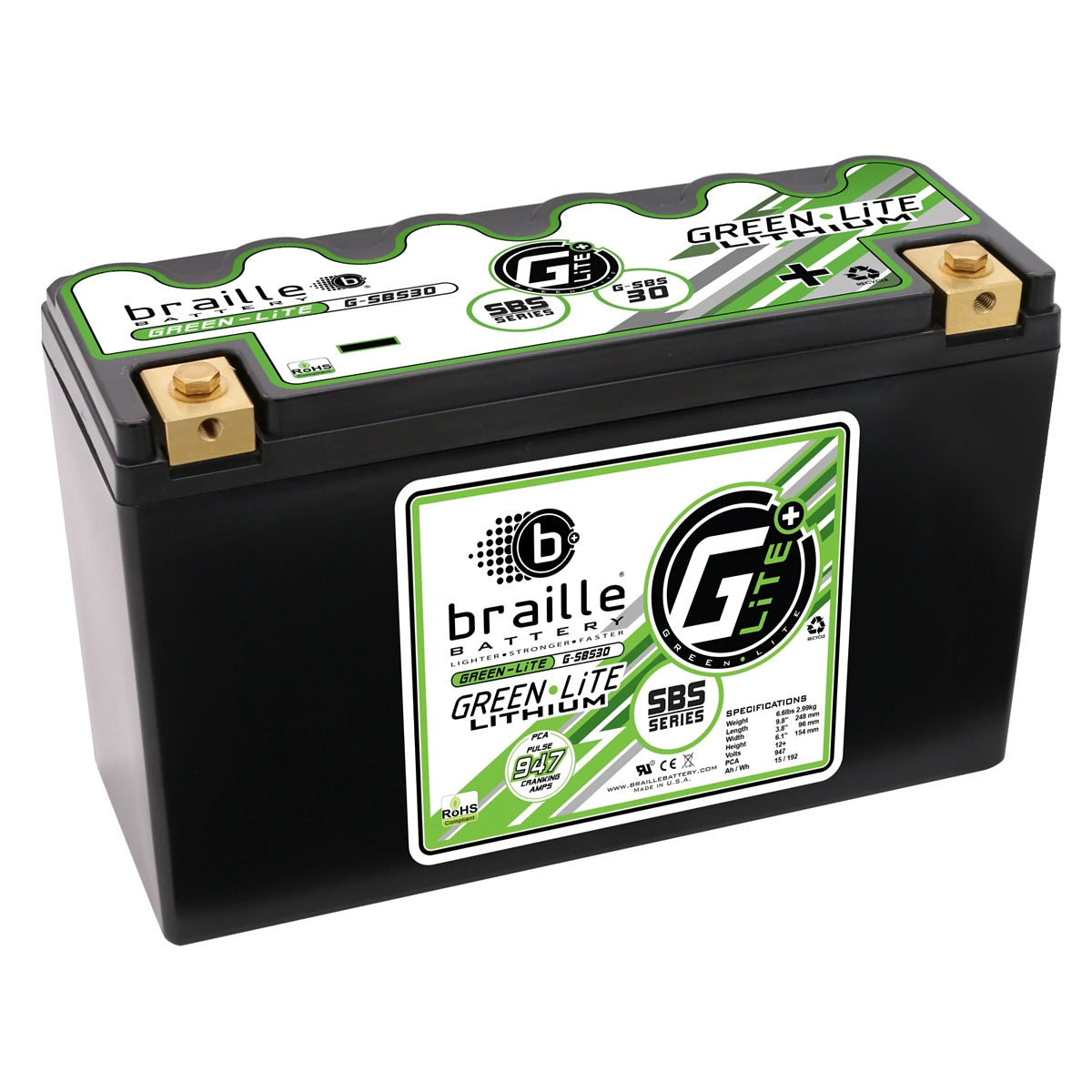 Braille Battery Green-Lite Lithium G-SBC30 Battery 947 Amps BRBG-SBS30