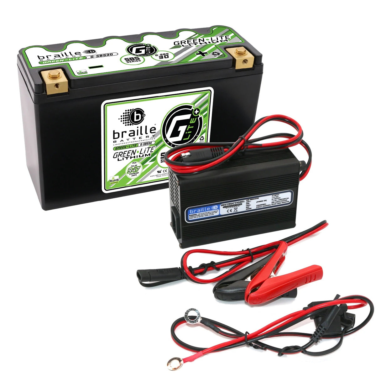 Braille Battery Green-Lite Lithium G-SBC30 Battery/Charger BRBG-SBS30C