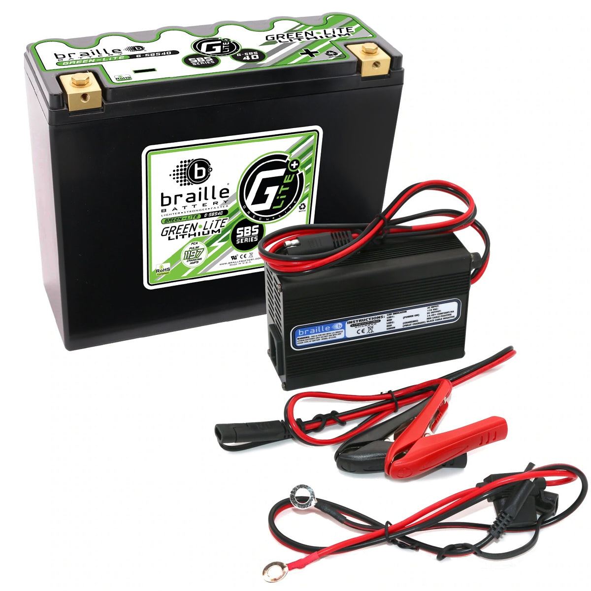 Braille Battery Green-Lite Lithium G-SBC40 Battery/Charger BRBG-SBS40C