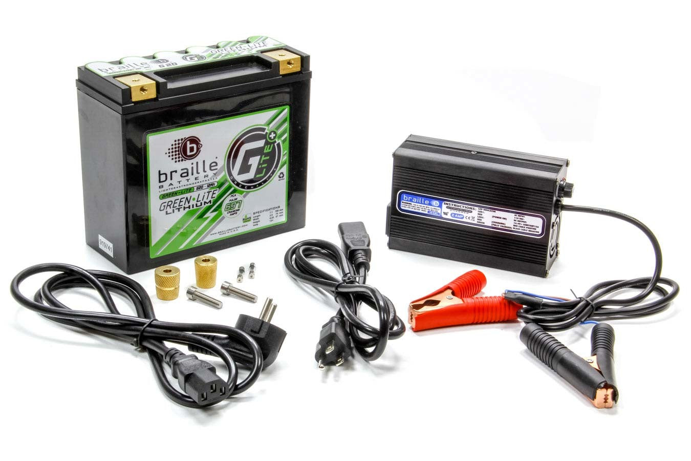 Braille Battery Lithium 12 Volt Battery Green Lite w/Charger BRBG20C