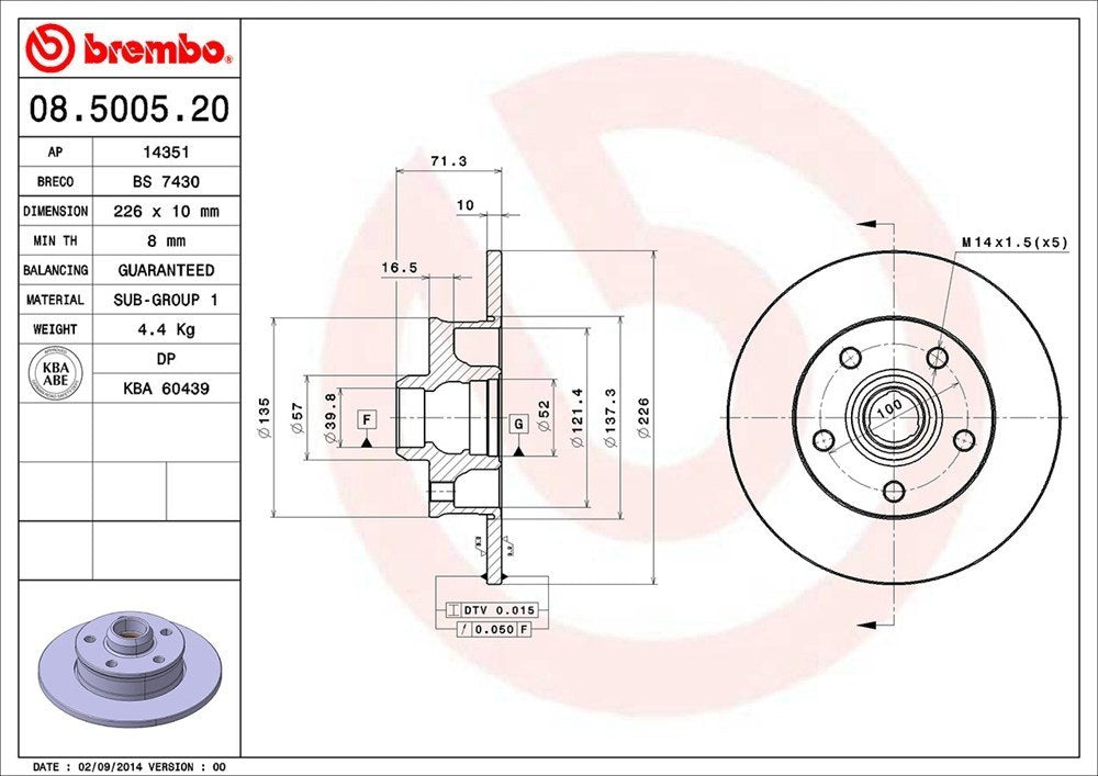 brembo disc brake rotor  frsport 08.5005.20