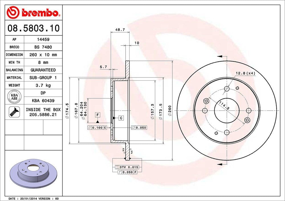 brembo disc brake rotor  frsport 08.5803.10