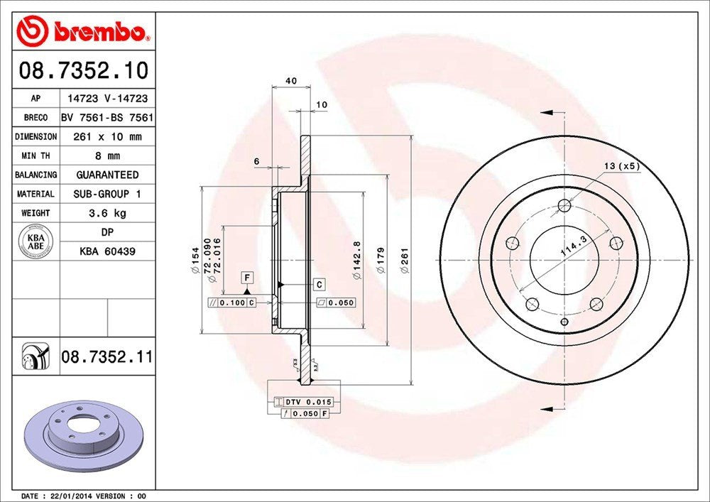 brembo disc brake rotor  frsport 08.7352.11