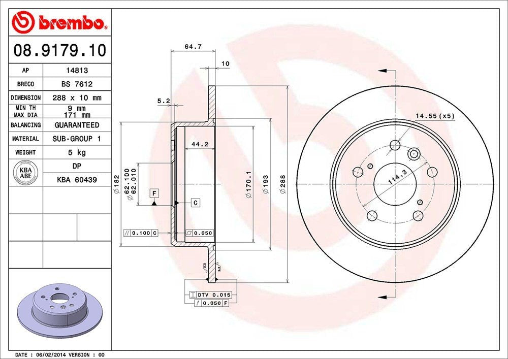 brembo disc brake rotor  frsport 08.9179.10