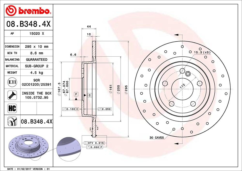 brembo disc brake rotor  frsport 08.b348.4x