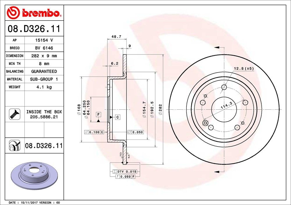 brembo disc brake rotor  frsport 08.d326.11