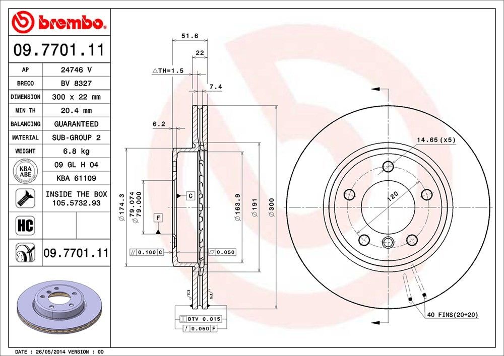 brembo disc brake rotor  frsport 09.7701.11