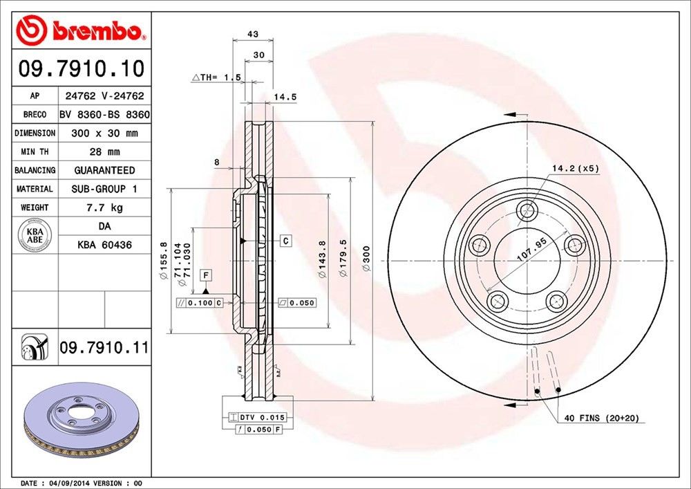 brembo disc brake rotor  frsport 09.7910.11