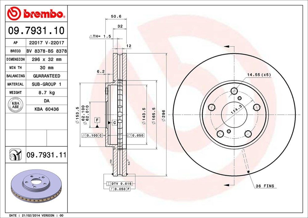 brembo disc brake rotor  frsport 09.7931.11