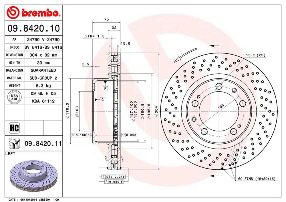 brembo disc brake rotor  frsport 09.8420.11