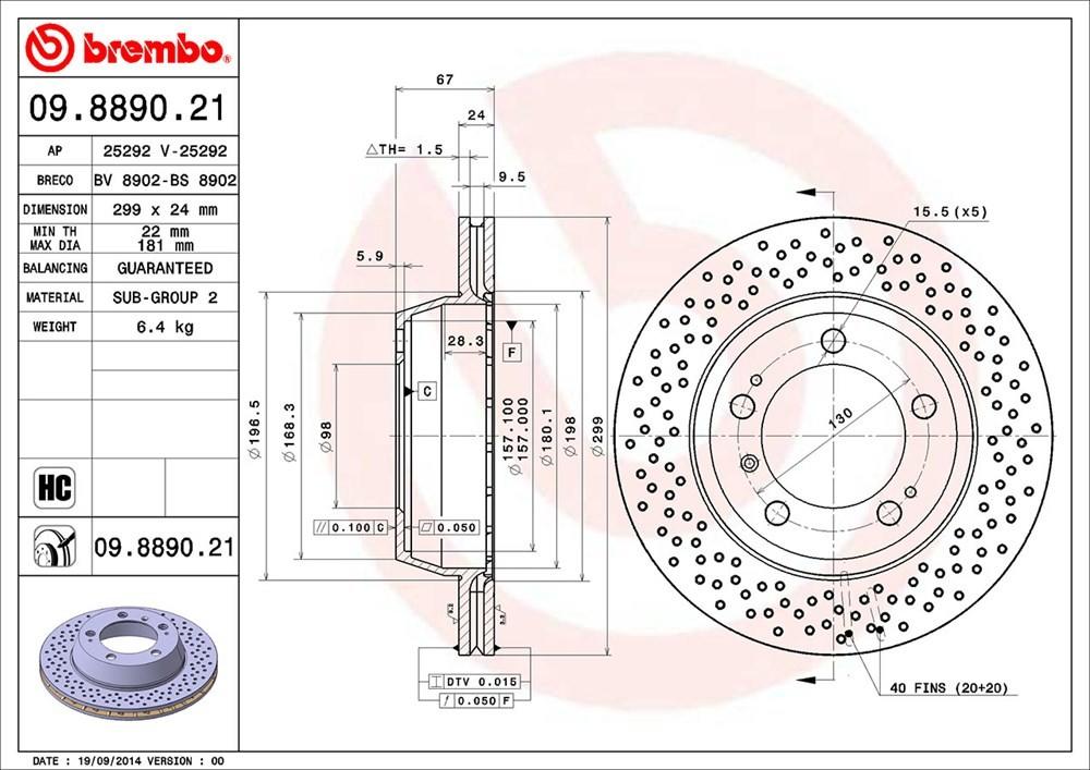 brembo disc brake rotor  frsport 09.8890.21