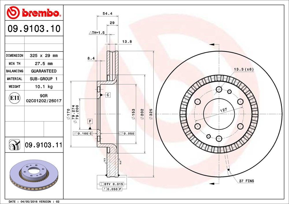 brembo disc brake rotor  frsport 09.9103.11