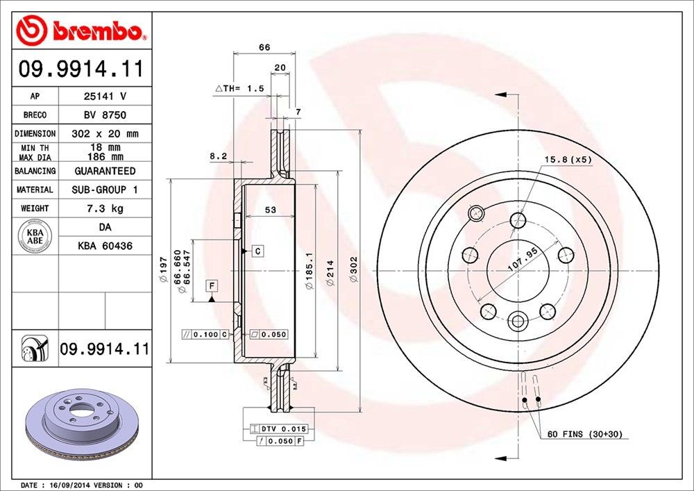 brembo disc brake rotor  frsport 09.9914.11