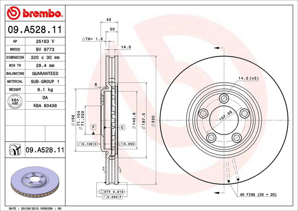 brembo disc brake rotor  frsport 09.a528.11