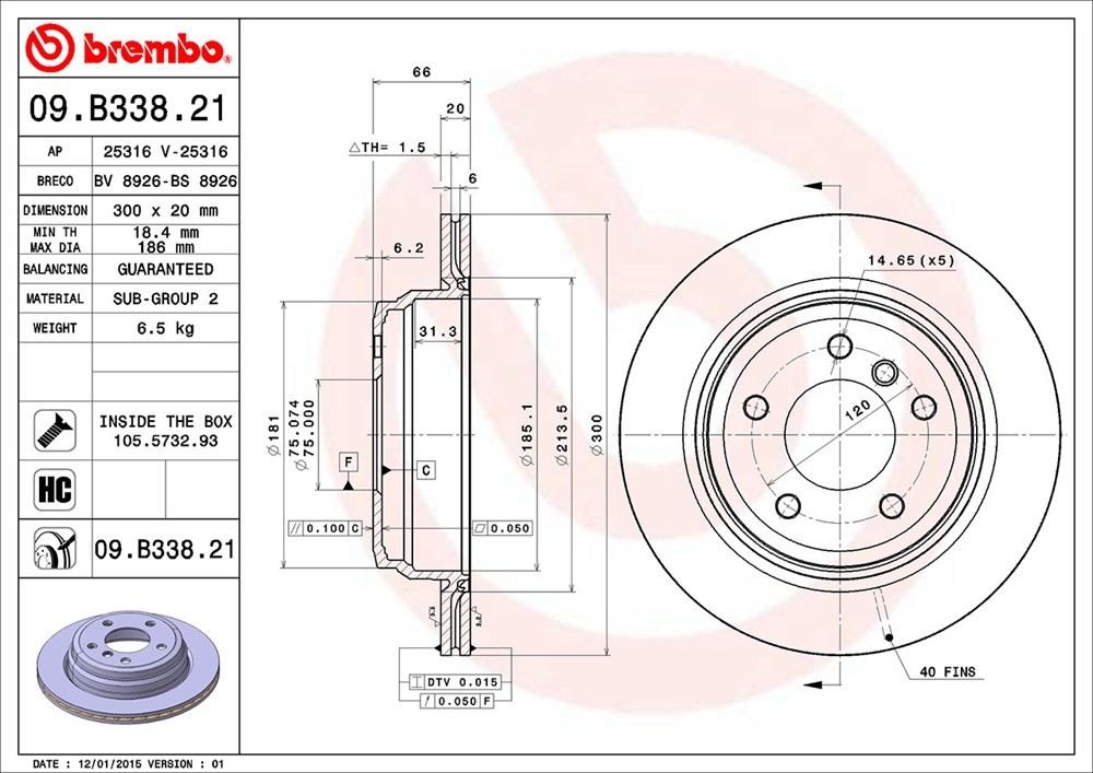 brembo disc brake rotor  frsport 09.b338.21