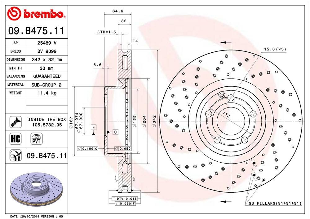 brembo disc brake rotor  frsport 09.b475.11