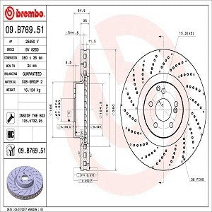 Brembo Disc Brake Rotor  top view frsport 09.B769.51