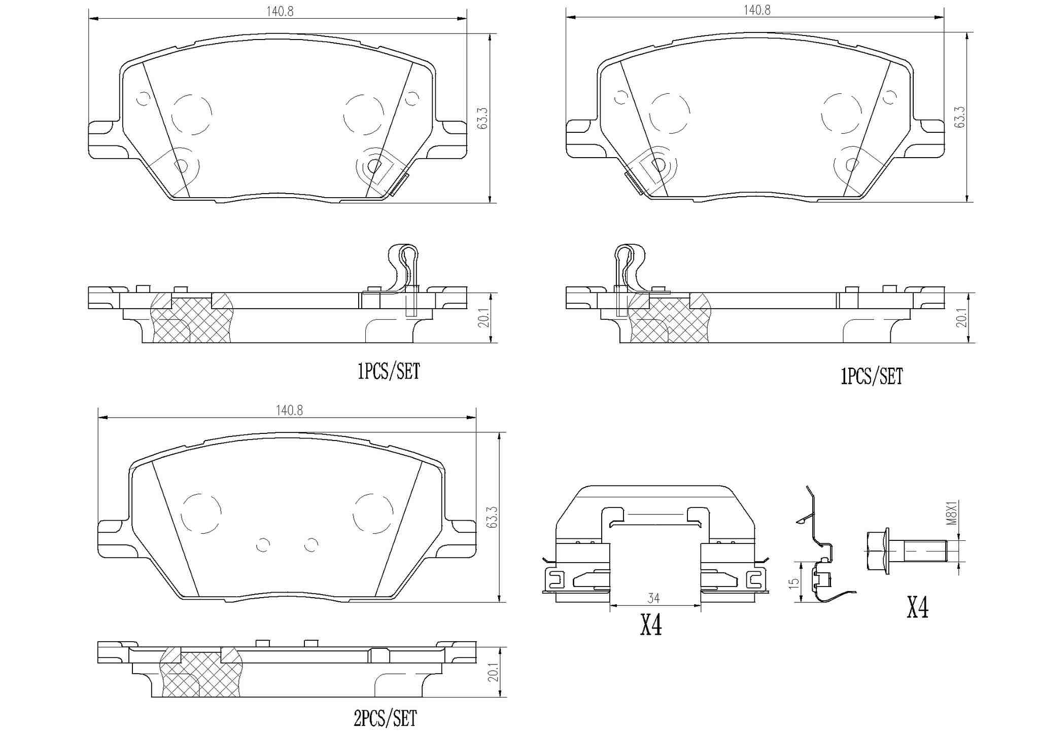 brembo disc brake pad set  frsport p23164n