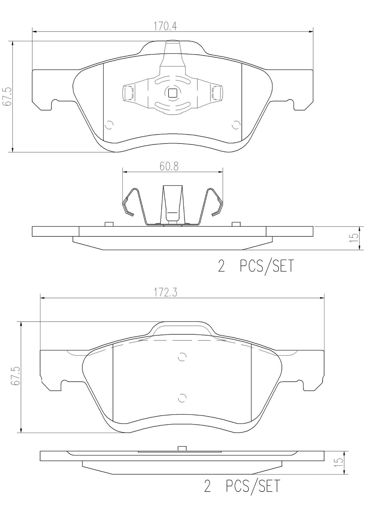 Brembo Disc Brake Pad Set  top view frsport P24159N