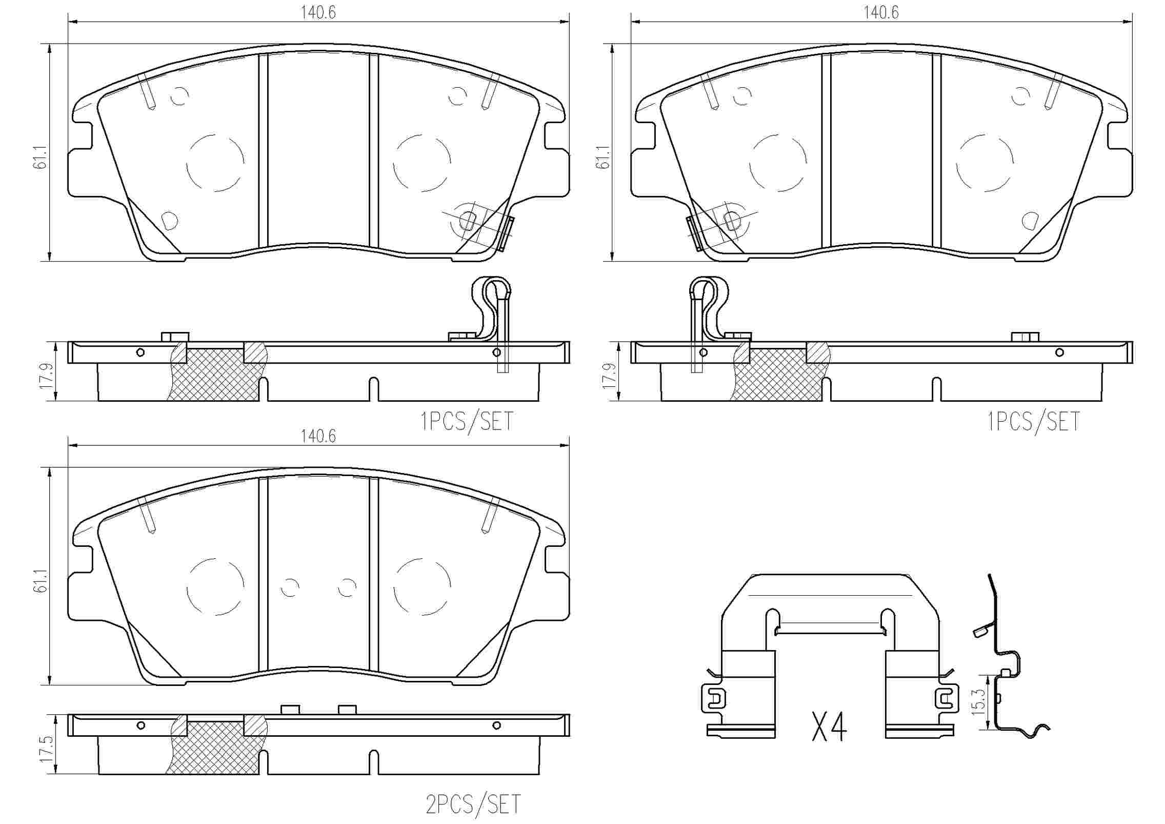 Brembo Disc Brake Pad Set  top view frsport P30096N