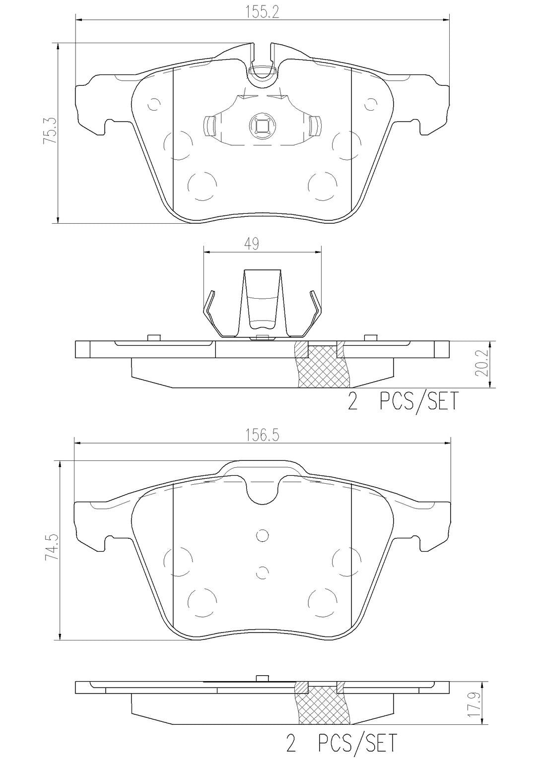 brembo disc brake pad set  frsport p36027n