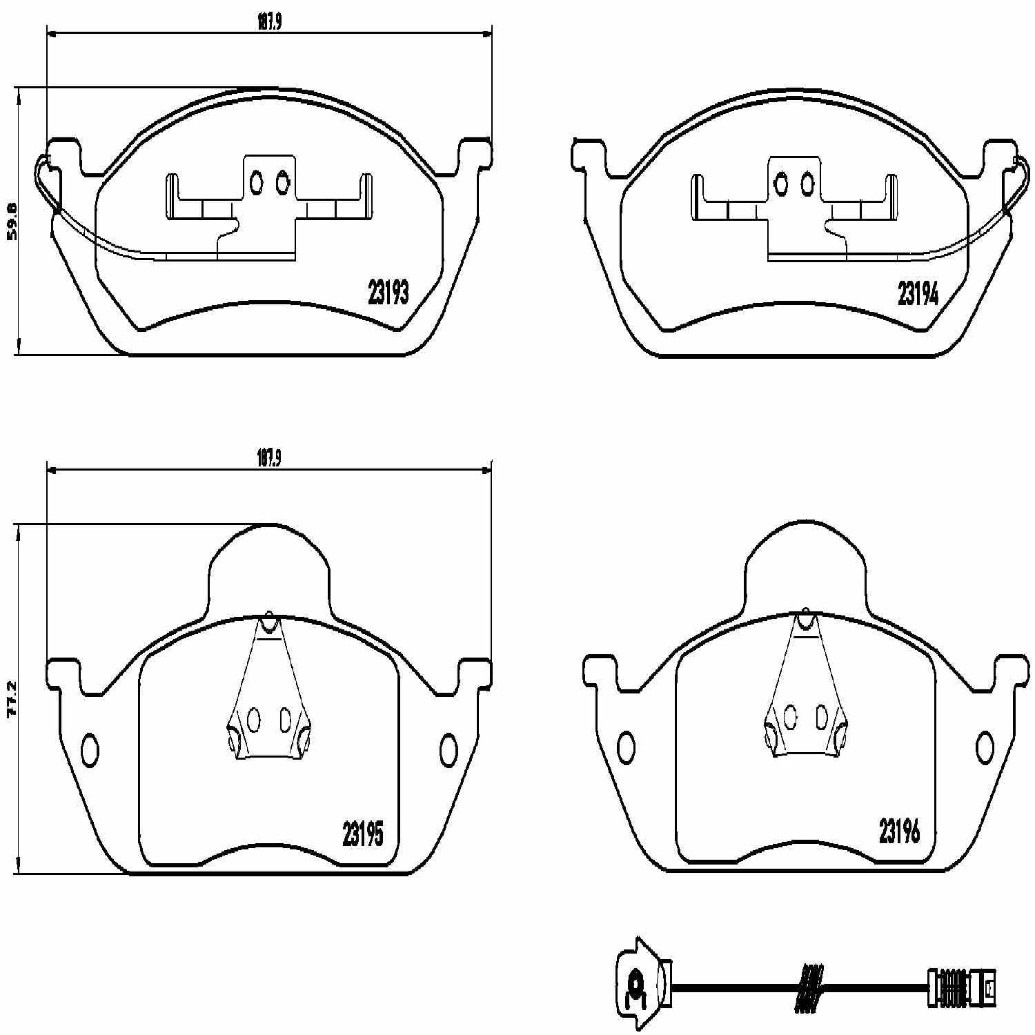 brembo disc brake pad set  frsport p50039