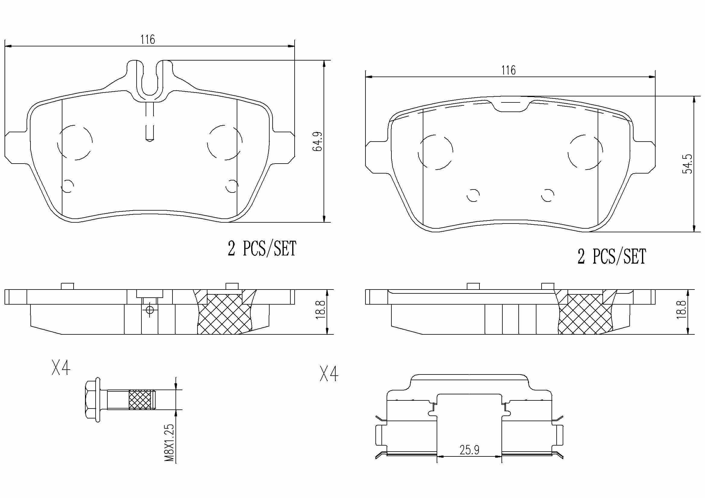 Brembo Disc Brake Pad Set  top view frsport P50103N