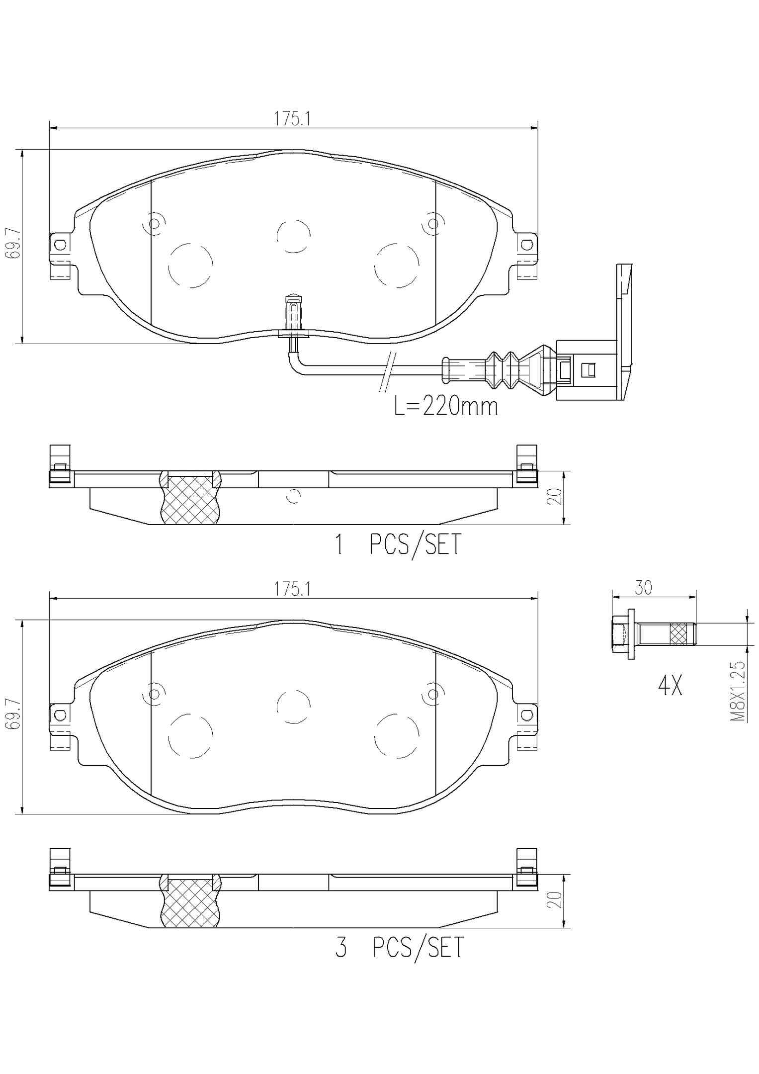 Brembo Disc Brake Pad Set  top view frsport P85144N