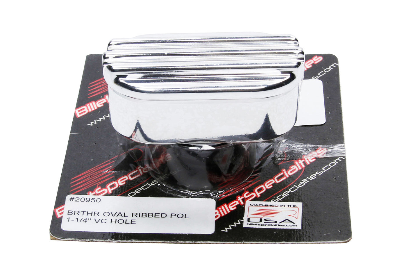 Billet Specialties Billet Breather Oval Ribbed 1-1/4in VC Hole BSP20950