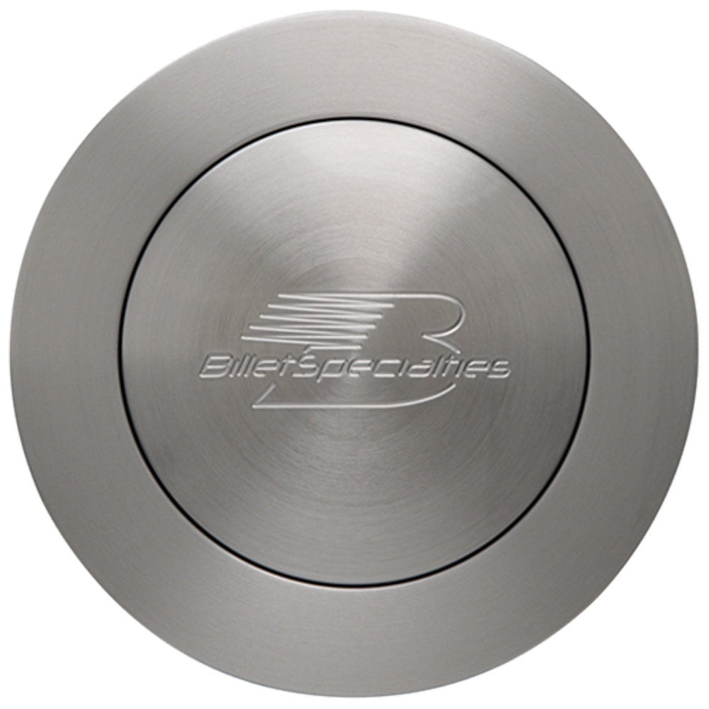 Billet Specialties Horn Button Large Brushe d Billet Specialtie Logo BSP32627