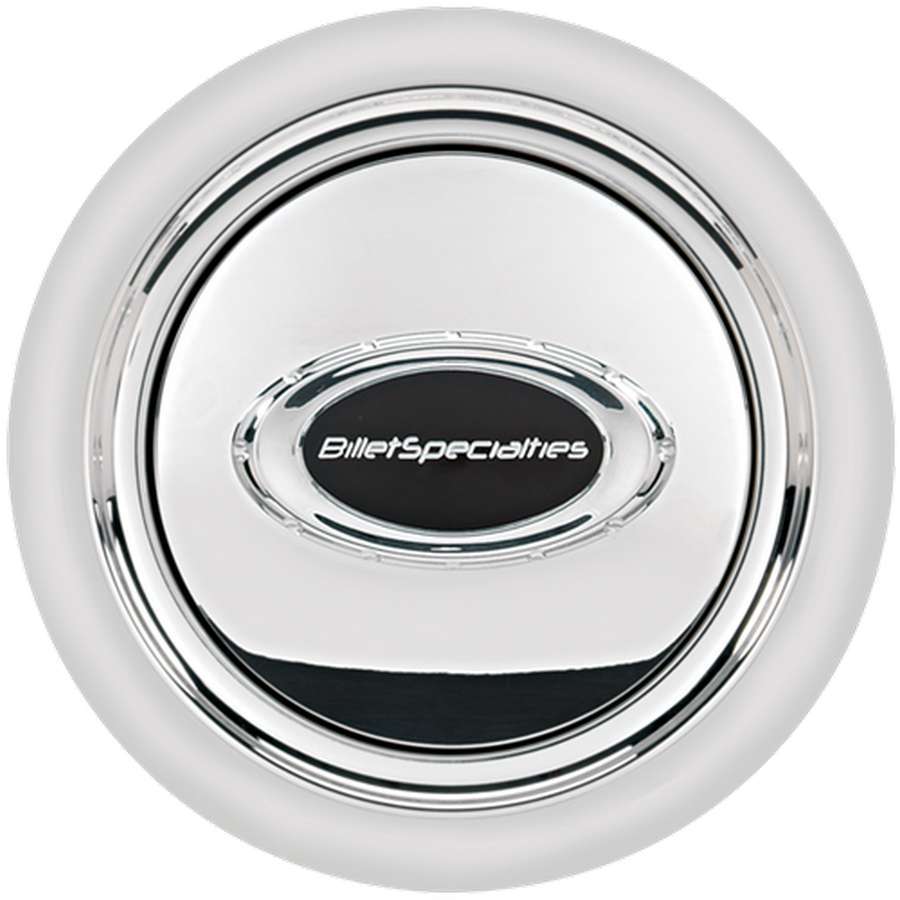 Billet Specialties Horn Button Smooth Polished w/Black Logo BSP32725