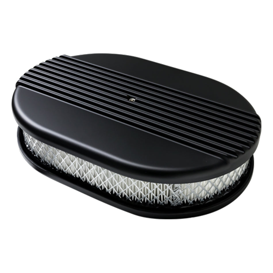 Billet Specialties Air Cleaner Small Oval Ribbed Black BSPBLK15630