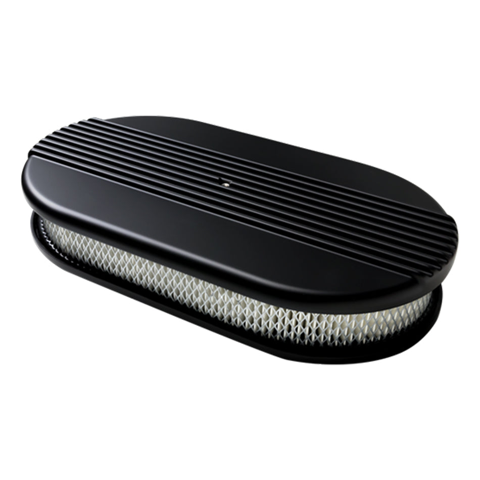 Billet Specialties Air Cleaner Large Oval Ribbed Black BSPBLK15640