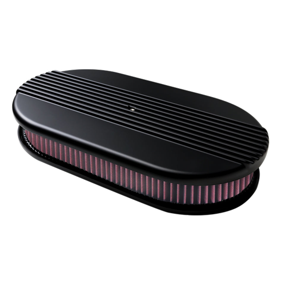 Billet Specialties Air Cleaner Dual Quad Ribbed Black BSPBLK15650