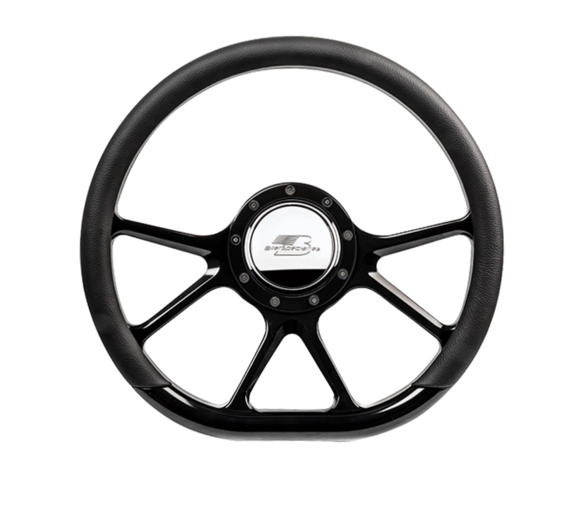 Billet Specialties Steering Wheel 14in D-Sh ape Prism Black BSPBLK29475