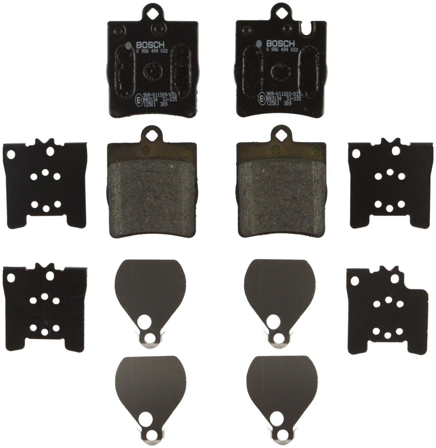 Bosch Disc Brake Pad Set  top view frsport 0986494022