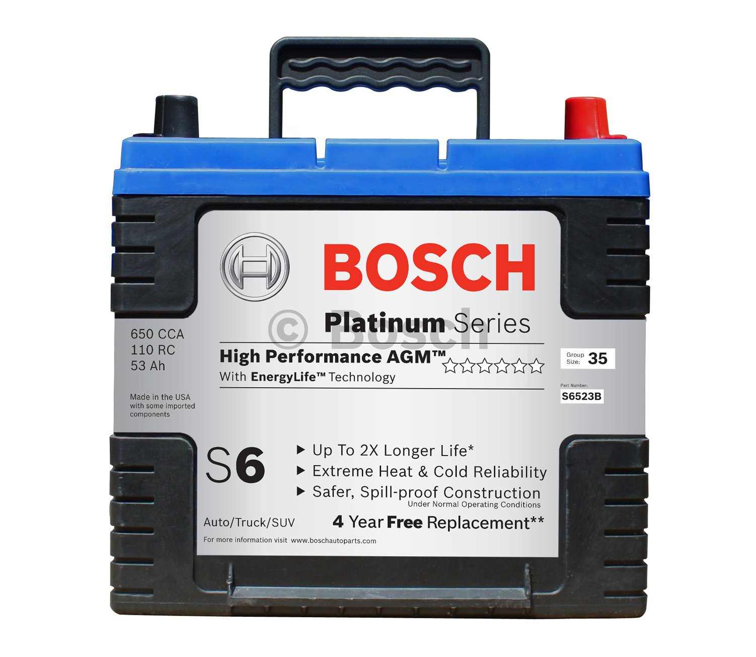 Bosch Vehicle Battery  top view frsport S6523B