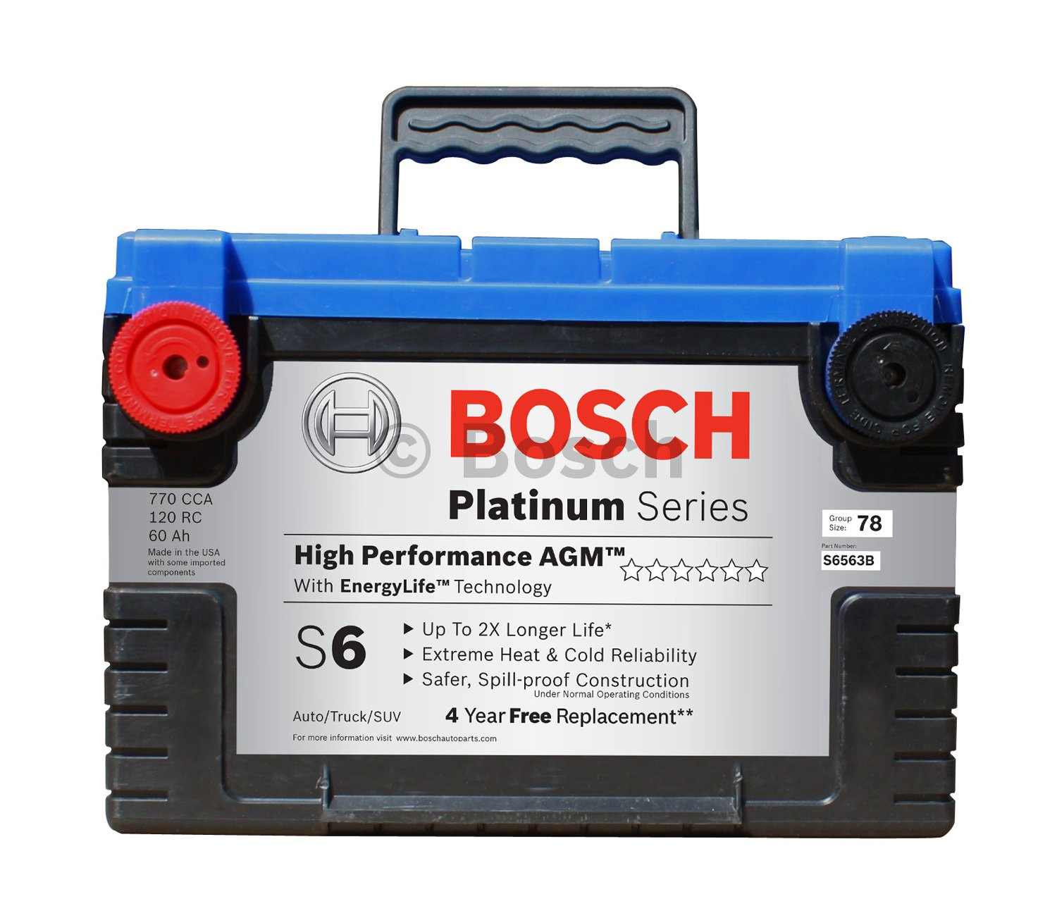 Bosch Vehicle Battery  top view frsport S6563B