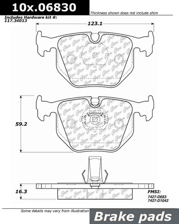 Stoptech Centric OE Formula Brake Pads w/Hardware - Rear 100.06830